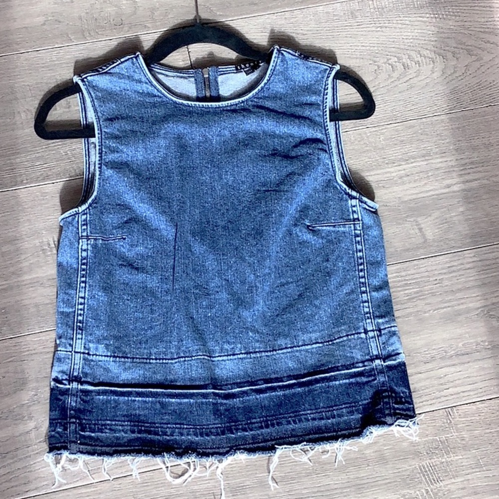 Theory Denim Fray Sleeveless Top
